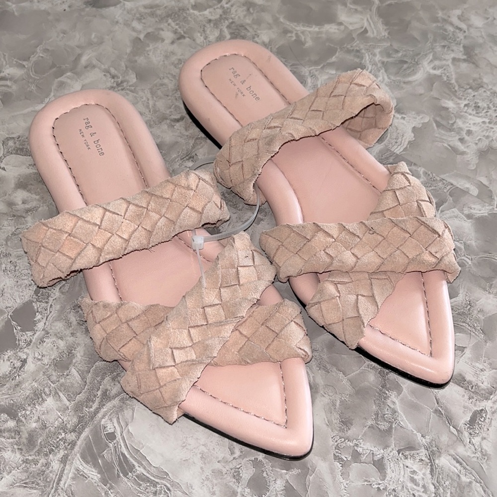Rag and bone Lewis braided suede pink sandals sz 6.5